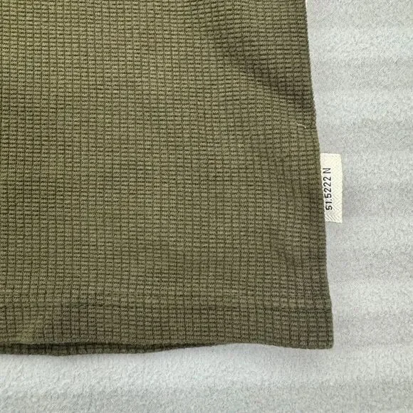 Oliver Spencer Thermal L Olive Green Long Sleeve Waffle Cotton Pullover Shirt - Picture 3 of 8